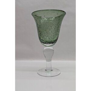 Artland Green Glass Handblown Goblet Bubble Design